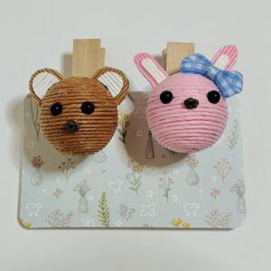 クラフトバンドでくま＆うさぎのクリップ作り