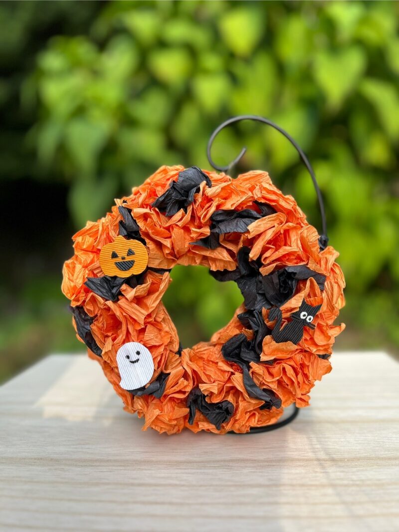クラフトバンドのハロウィンリース作り